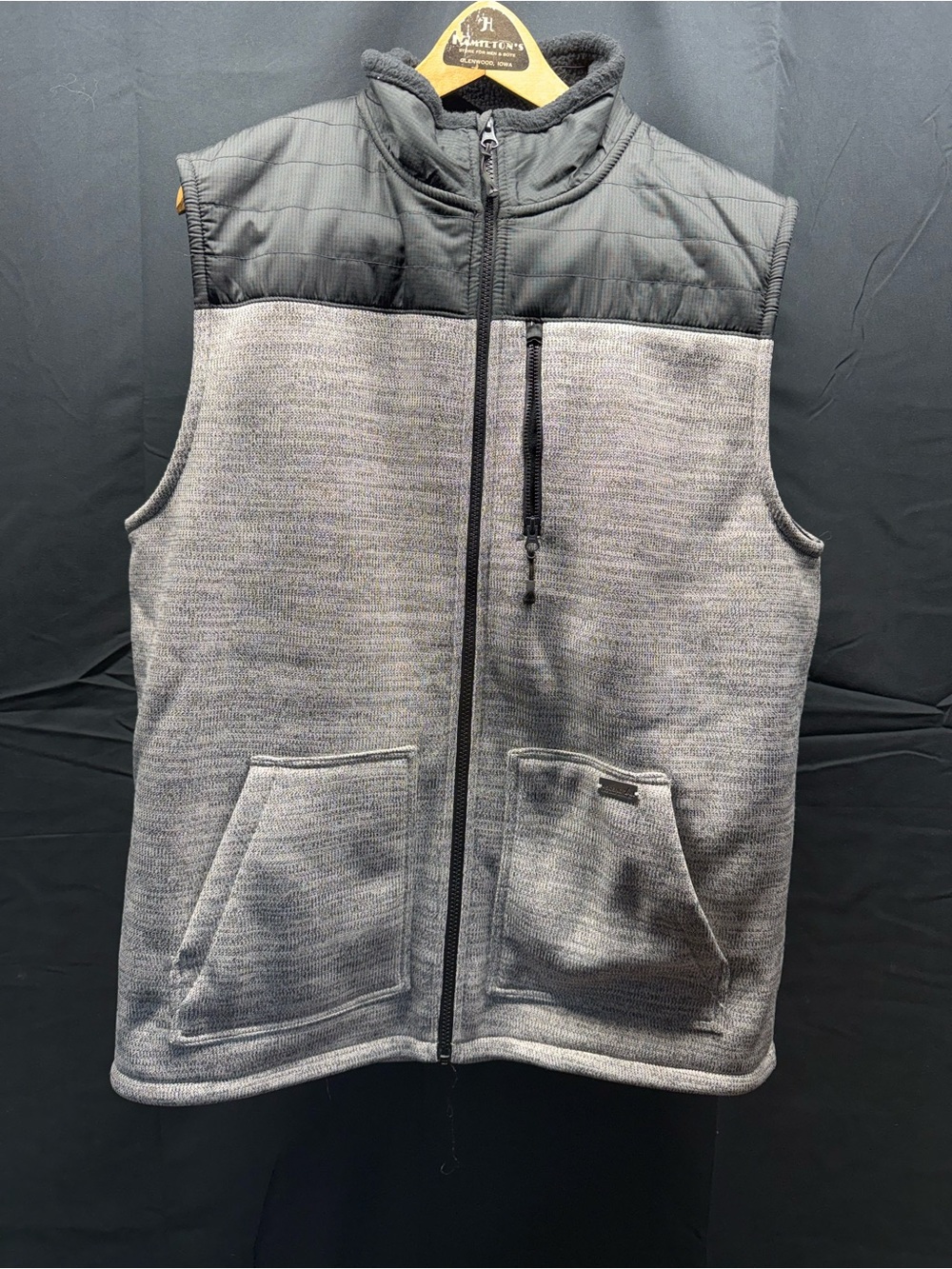 Ascend Black Sherpa Fleece Vest Sz Lg (14z9)
